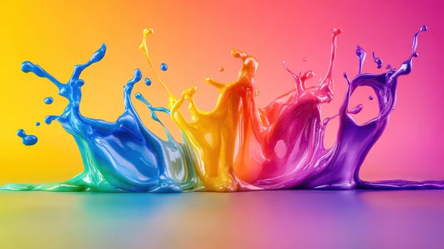 Colorful liquid splashes on a colorful background photo