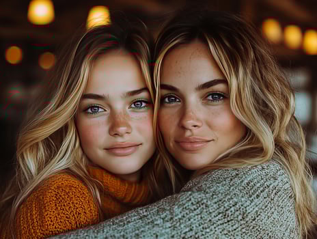 Mother and daughter embracing photo