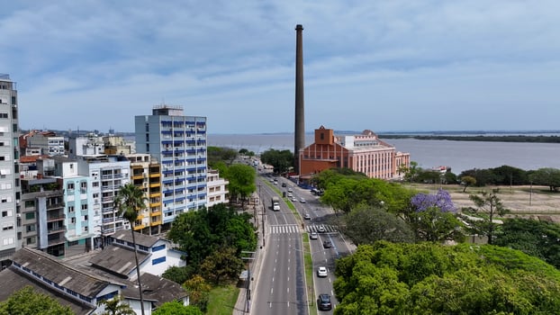Above view of Gasometro Plant at Porto Alegre in Rio Grande do Sul Brazil . Historic Background. photo