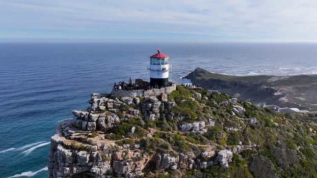 Aerial View of Famous Cape Point at Cape Town Western Cape in South Africa.. High Angle View Field. photo