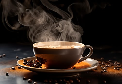 Steaming tasty coffee photo