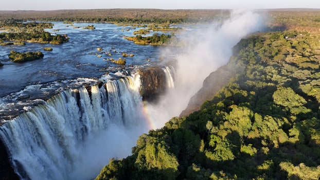 Aerial View of Famous Water Falls in Victoria Falls Matabeleland North Zimbabwe. photo