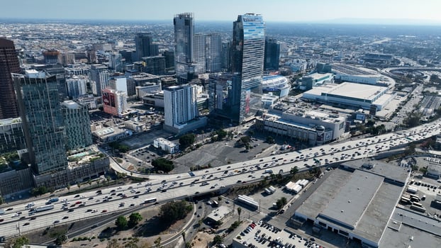 Outside Downtown Los Angeles at Los Angeles in California United States.. Cityscape Enterprise. photo