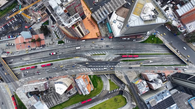 Above view of Freeway Road in Bogota Cundinamarca Colombia. photo