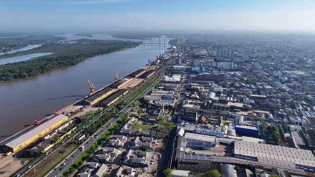Scenic Porto Alegre Skyline in Porto Alegre Rio Grande do Sul Brazil. Street Landscape. photo