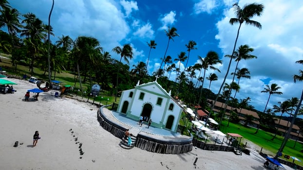 Above Famous Church in Carneiros Beach Pernambuco Brazil. photo