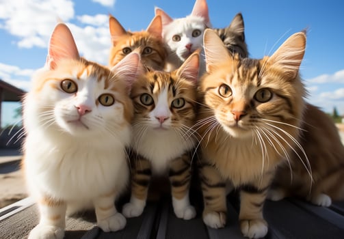 Cats looking at something photo