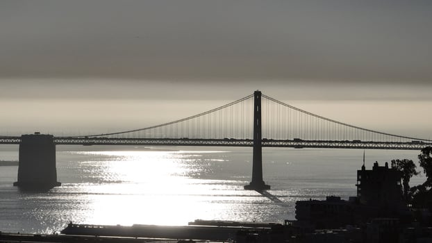 Outdoors Oakland Bay Bridge at Oakland in California United States . Usa Cinematic. photo