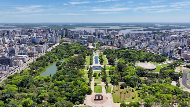 Exterior Porto Alegre Skyline at Porto Alegre in Rio Grande do Sul Brazil . Peaceful City Life. photo