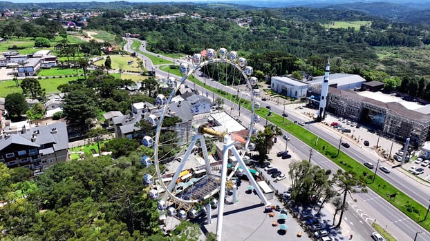 Beauty Futuristic Ferris Wheel in Canela Rio Grande do Sul Brazil . Stunning Skyline City. photo