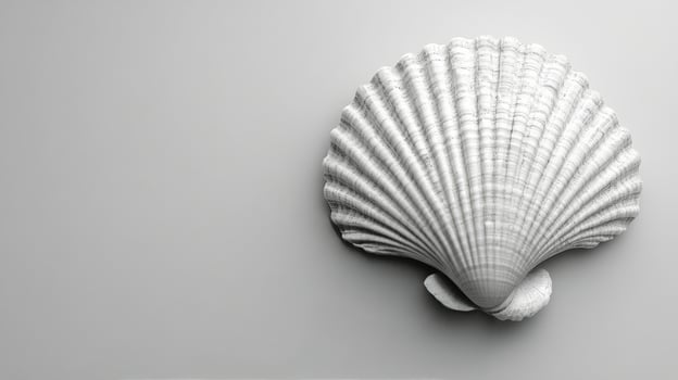 A white shell on a gray background photo