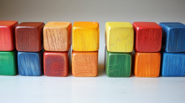 A group of wooden blocks with different colors photo