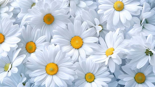 Fresh White Daisies with Yellow Centers Blossoming in Spring Sunshine photo