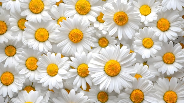 Lush Field of Daisies Blooming Under Bright Sunlight in Spring photo