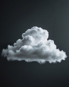 Single white cloud floating on a dark black backgroundSingle white cloud floating on a dark black background. photo