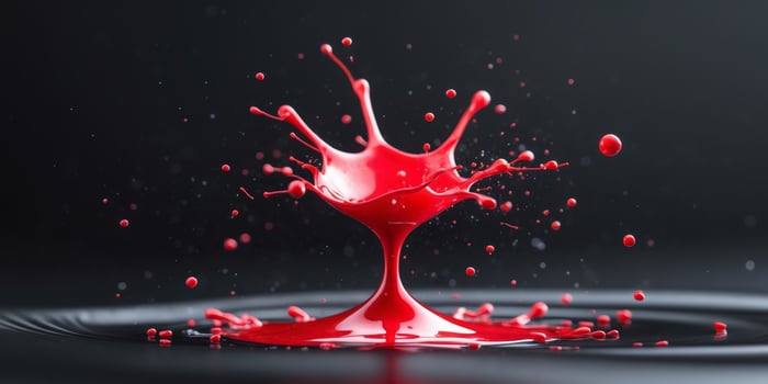 White and red liquid splash on black background photo