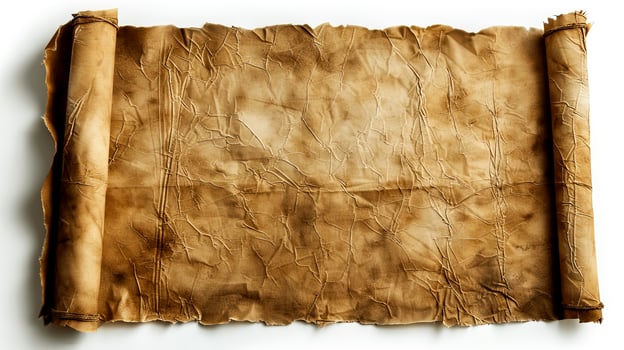 Vintage Aged Scroll on White Background photo