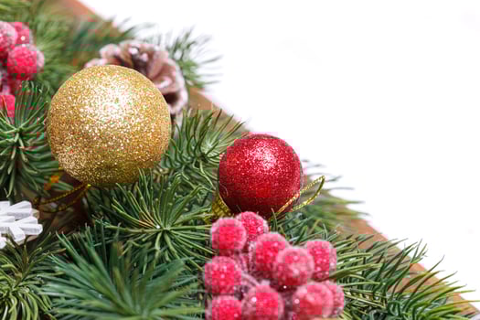 beautiful branches of the Christmas tree with cones photo