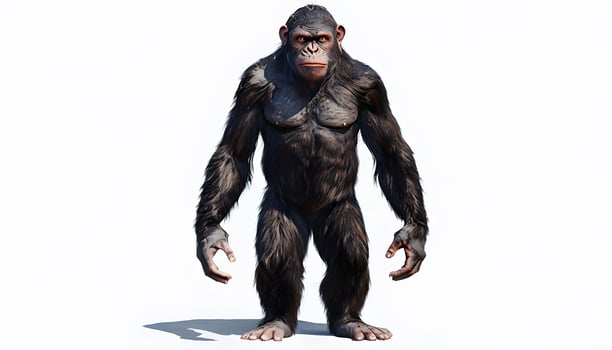 A 3d rendering of a chimpanzee standing on its hind legs photo