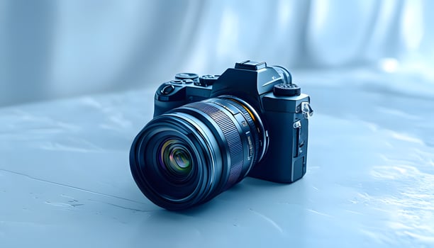 A digital camera sitting on a table photo