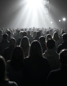 Crowd in silhouette under dramatic lighting at event photo