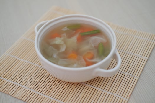 Fresh soup with carrots and cabbage. Refreshing for the body photo