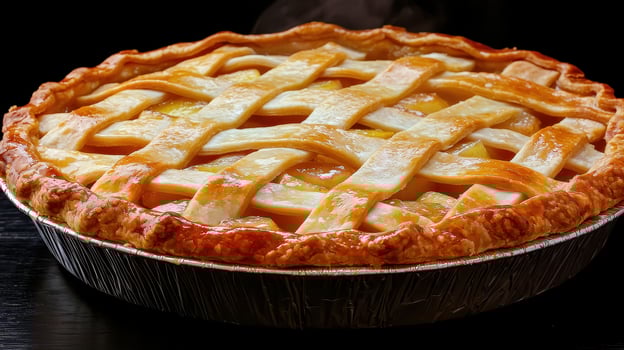 Delicious golden brown apple pie with a lattice crust photo
