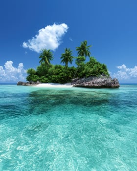 Secluded tropical island paradise with pristine beach and crystal clear turquoise water photo