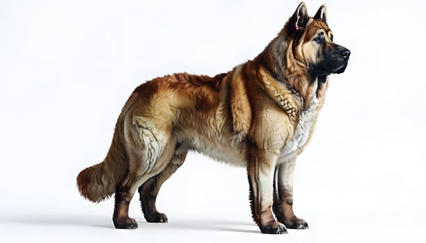 A large dog standing on a white background photo