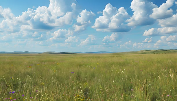 A field with a lot of tall grass and flowers photo