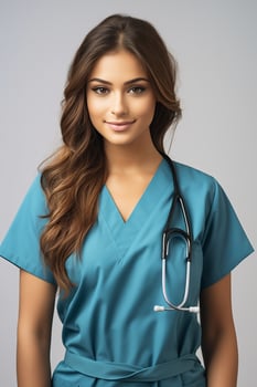 A beautiful young woman in a scrub suit photo