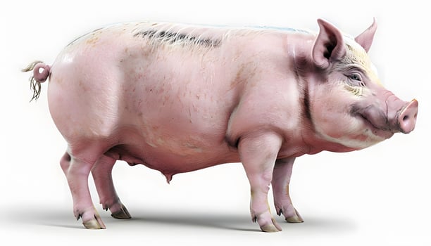 A pig is standing on a white background photo
