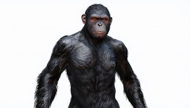 A 3d rendering of a chimpanzee photo