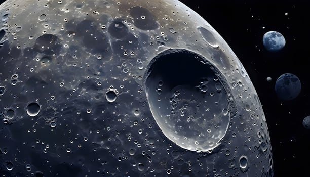 The moon is shown with many small moons photo