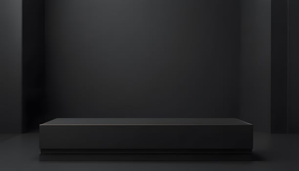 Black empty room with black walls and floor photo