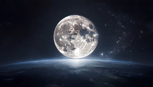 The moon is seen in the night sky photo