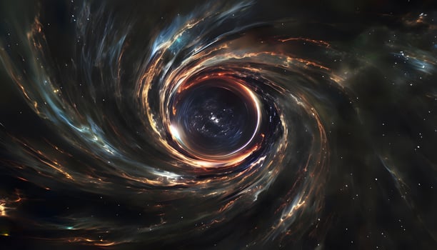 A black hole is seen in the center of a spiral galaxy photo
