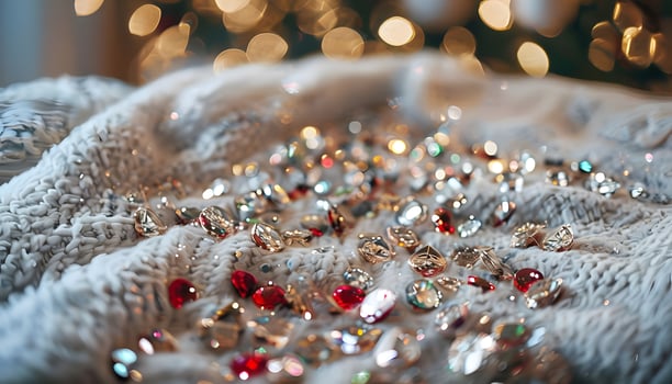 A pile of colorful jewels on a blanket photo