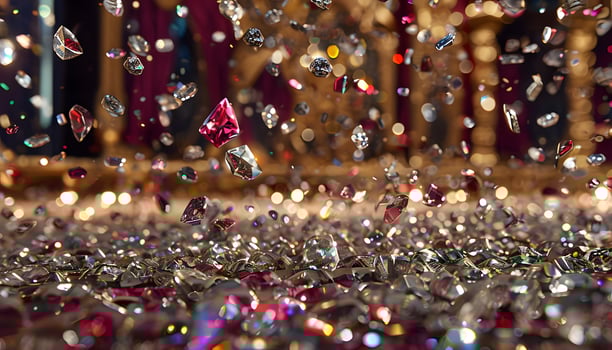 A lot of diamonds are scattered on the floor photo