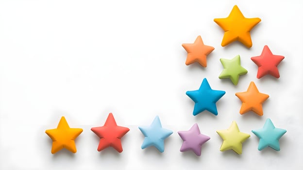 Colorful Star Shape Arrangement on White Background for Design Use photo
