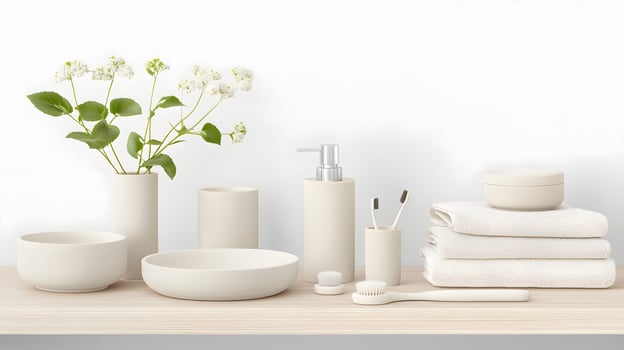 Minimalist Bathroom Decor with Natural Elements and Soft Textures photo