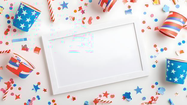 Festive Background with Cup and Decorative Elements for Celebration photo
