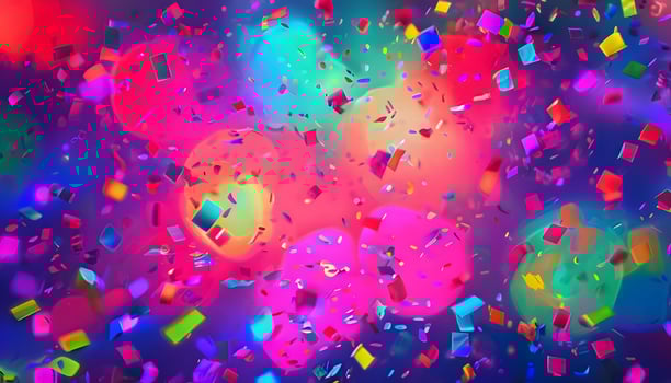 Colorful confetti falling on a dark background photo