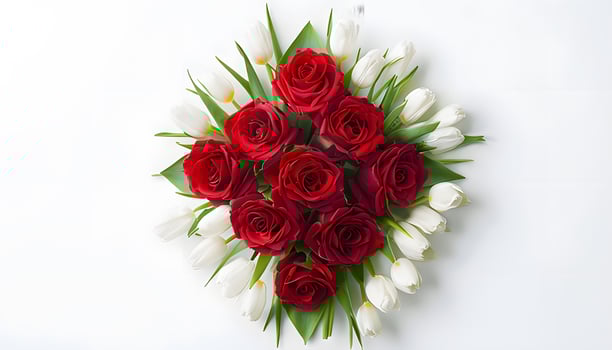 A bouquet of red and white roses photo