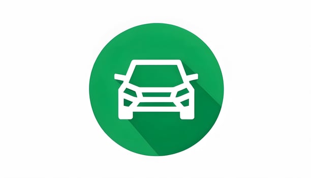 A green car icon on a white background photo