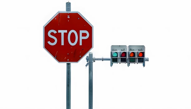 A stop sign and traffic light photo