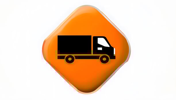 A delivery truck icon on an orange button photo