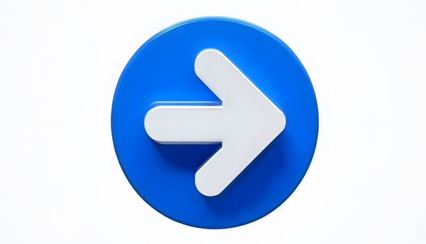 Blue arrow pointing to the right on white background photo
