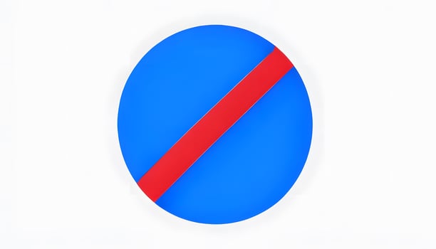 A blue and red traffic sign with a red stripe photo