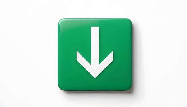 A green arrow sign with a white arrow pointing down photo